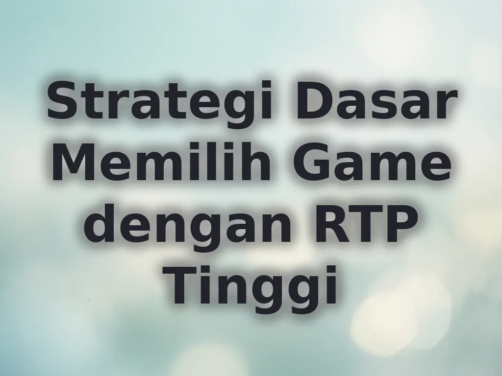 Strategi Dasar Memilih Game dengan RTP Tinggi